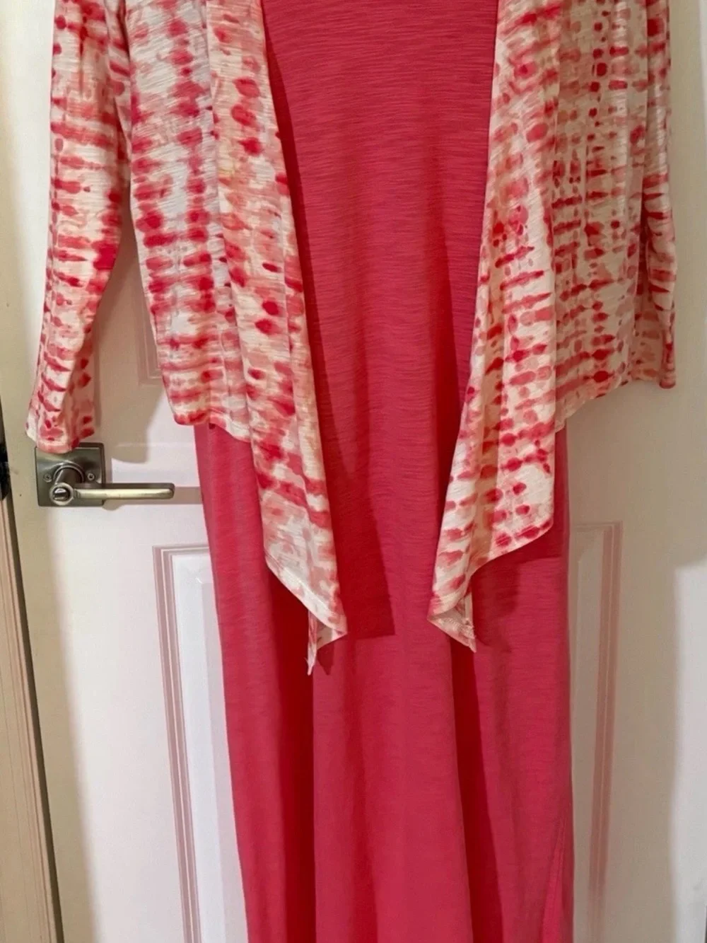 Belle by Kim Gravel midi-dress with shrug - large - pretty coral color